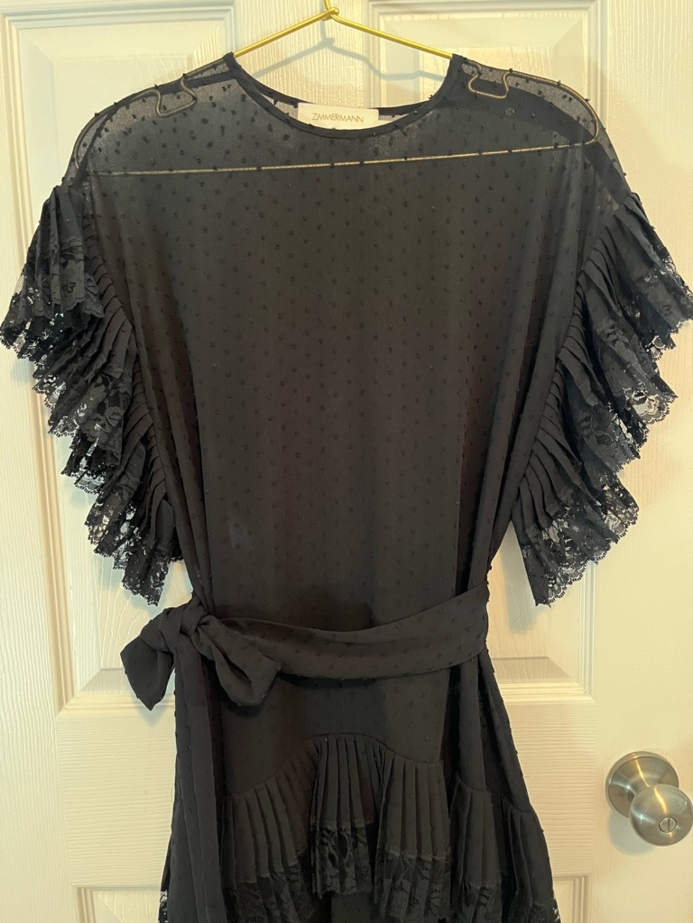 Zimmermann Espionage Frill Mini Dress Black Swiss Dot Lace Size 1 Rare - Picture 6 of 16